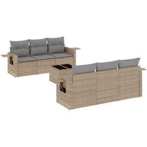 vidaXL 7-delige Loungeset met kussens poly rattan beige