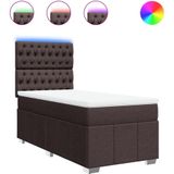 vidaXL Boxspring met matras stof donkerbruin 90x190 cm