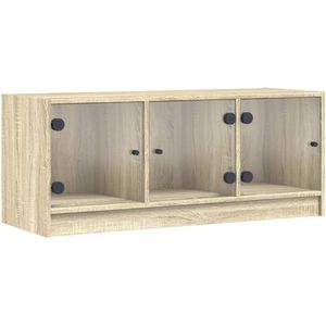 vidaXL Tv-meubel met glazen deuren 102x37x42 cm sonoma eikenkleurig