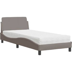 vidaXL Bed met matras stof taupe 80x200 cm