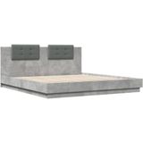 vidaXL Bedframe met hoofdeinde bewerkt hout betongrijs 160x200 cm