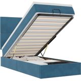 vidaXL Ottoman bed met matrassen en LED's 80x200cm fluweel donkerblauw