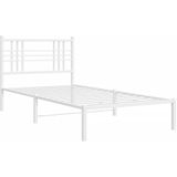 vidaXL Bedframe met hoofdbord metaal wit 100x190 cm