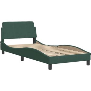 vidaXL Bedframe met hoofdeinde fluweel donkergroen 80x200 cm