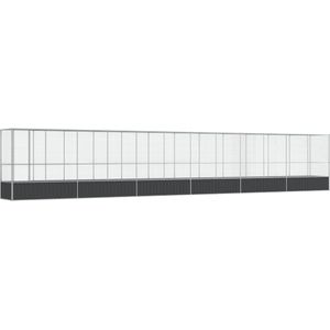 vidaXL Volière met verlengstuk 1250,5x107x212 m staal zilverkleurig