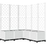 vidaXL Plantenbak met latwerk 120x120x136 cm polypropeen wit