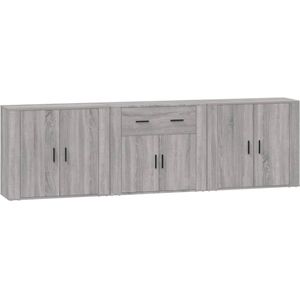 VidaXL Dressoir 3 st Bewerkt Hout Grijs Sonoma Eikenkleurig