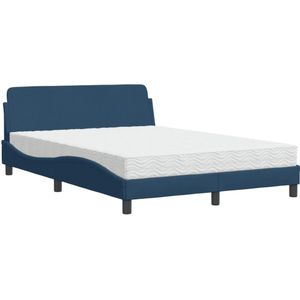 vidaXL Bed met matras stof blauw 140x200 cm