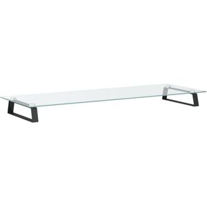 vidaXL Monitorstandaard 100x35x8 cm gehard glas en metaal zwart