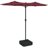 vidaXL Parasol dubbel met LED's 316x240 cm bordeauxrood