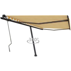 vidaXL Luifel vrijstaand handmatig uittrekbaar 400x350 cm geel en wit