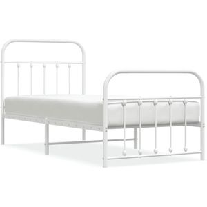 VidaXL Bedframe Metaal Wit 80x200 cm - Hoofd- en Voeteneinde