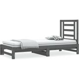 VidaXL Uitschuifbare Slaapbank Massief Grenenhout Grijs 2x(90x200) cm