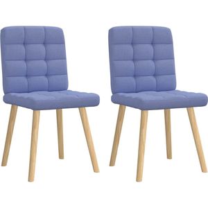 vidaXL Eetkamerstoelen 2 st stof jeansblauw