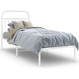 vidaXL Bedframe met hoofdbord zonder matras metaal wit 75x190 cm