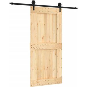 vidaXL Schuifdeur met beslag 95x210 cm massief grenenhout