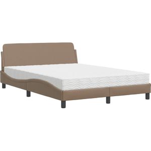 vidaXL Bed met matras kunstleer cappuccinokleurig 140x190 cm