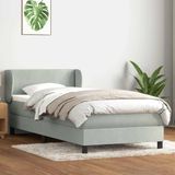 vidaXL Boxspring met matras fluweel lichtgrijs 80x220 cm