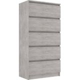 vidaXL Ladekast 60x35x121 cm bewerkt hout betongrijs