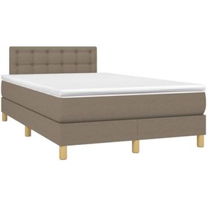 vidaXL Boxspring met matras stof taupe 120x190 cm