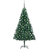 vidaXL Kunstkerstboom met verlichting en kerstballen 180 cm PVC groen