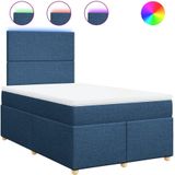 vidaXL - Boxspring - met - matras - stof - blauwx200 - cm