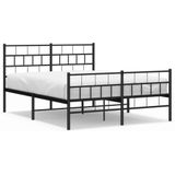 vidaXL Bedframe met hoofd- en voeteneinde metaal zwart 120x200 cm