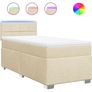 vidaXL Boxspring met matras stof crèmekleurig 80x200 cm