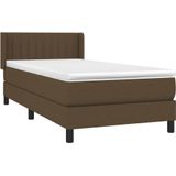 vidaXL Boxspring met matras stof donkerbruin 90x200 cm