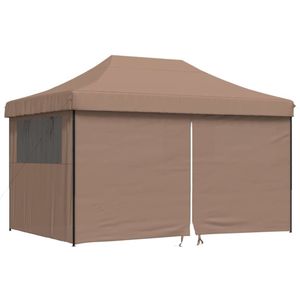 vidaXL Partytent inklapbaar pop-up met 4 zijwanden bruin