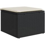 vidaXL Tuinkruk met kussen 55x55x37 cm poly rattan zwart