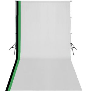 vidaXL Fotostudioset met 3 katoenen achtergronden en frame 3x6 m