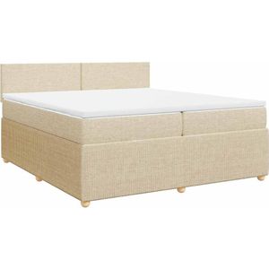 vidaXL Boxspring met matras stof crèmekleurig 200x200 cm