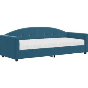 vidaXL Slaapbank met matras 80x200 cm fluweel blauw