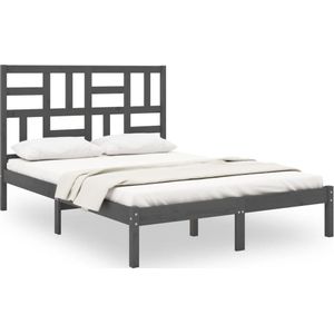 vidaXL Bedframe massief hout grijs 120x200 cm