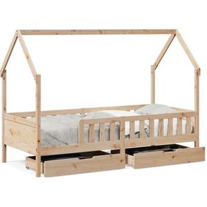 vidaXL Kinderbedframe met lades 80x200 cm massief grenenhout