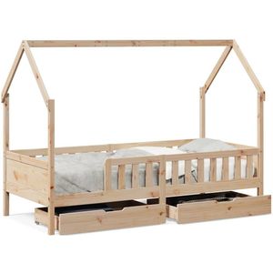 vidaXL Kinderbedframe met lades 80x200 cm massief grenenhout