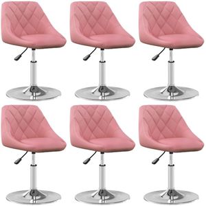 vidaXL Eetkamerstoelen draaibaar 6 st fluweel roze