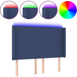 vidaXL - Hoofdbord - LED - 147x16x118/ - cm - stof - blauw