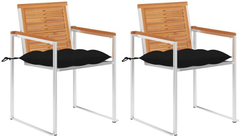vidaXL Tuinstoelen 2 st met kussens massief acaciahout en staal