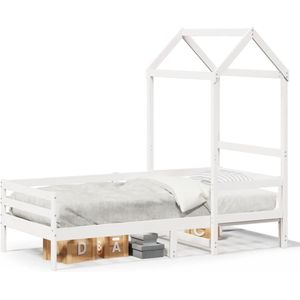 vidaXL Slaapbank met huisje 90x200 cm massief grenenhout wit