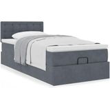 vidaXL Ottoman bed met matras 90x200cm fluweel donkergrijs