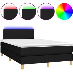 vidaXL Boxspring met matras en LED stof zwart 120x200 cm