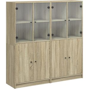 vidaXL Boekenkast met deuren 136x37x142 cm hout sonoma eikenkleurig