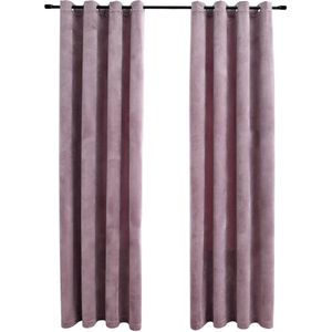 vidaXL-Gordijnen-verduisterend-met-ringen-2-st-140x175-cm-fluweel-roze