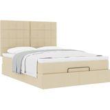 vidaXL Ottoman bed met matras 140x190cm stof crèmekleurig