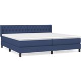 vidaXL Boxspring met matras stof blauw 200x200 cm