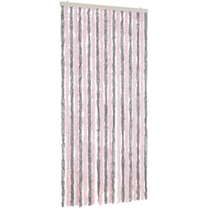 vidaXL-Vliegengordijn-90x200-cm-chenille-zilvergrijs-en-roze