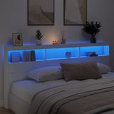 vidaXL Hoofdbordkast met LED-verlichting 220x17x102 cm wit