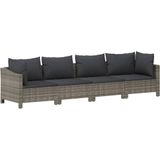 vidaXL 9-delige Loungeset met kussens poly rattan grijs